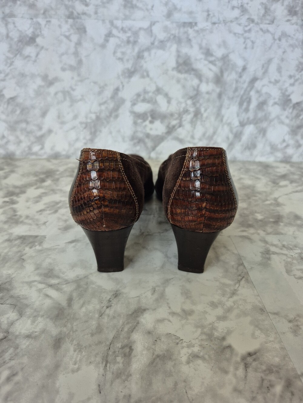 Roberto Capucci Brown Leather Low Heel Square Toe Shoes - Picture 8 of 12
